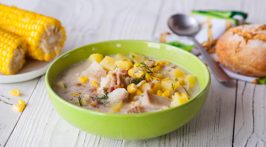 Fish soup with corn