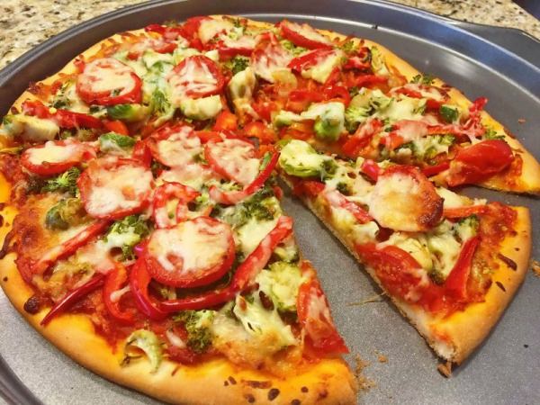 pizza with vegetable filling