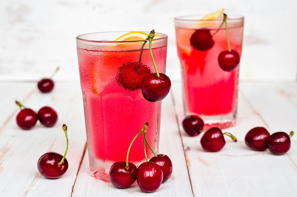 Homemade lemonade with cherries