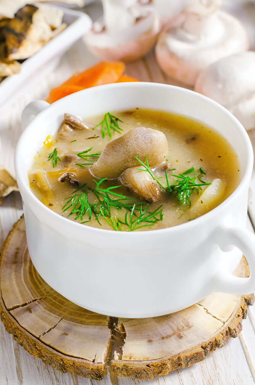 Potato soup with forest mushrooms