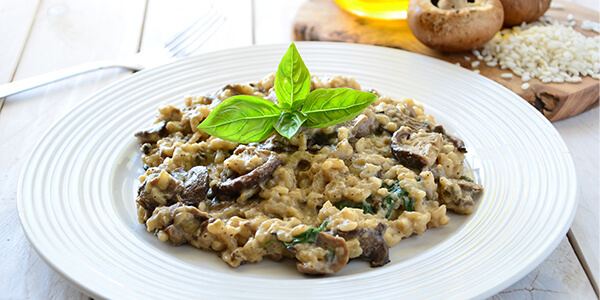 Risotto with mushrooms, cream and parmesan