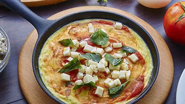 Serbian breakfast or vegetable omelette with cheese