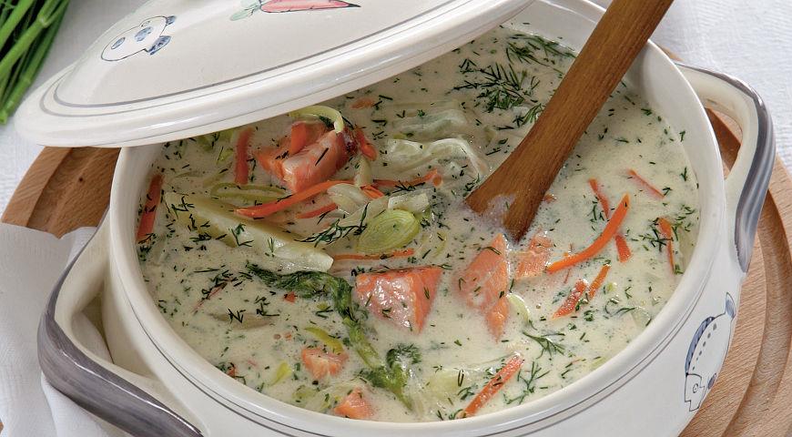 Finnish fish soup with smoked salmon