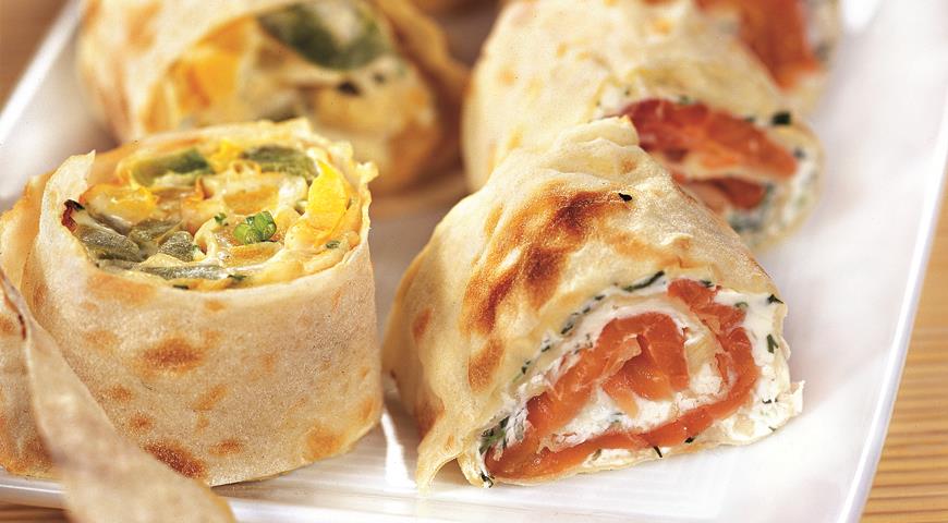 Lavash rolls with different fillings