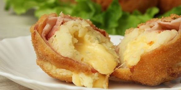Potato bombs with cheese and bacon