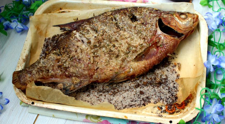 Bream baked in salt and spices