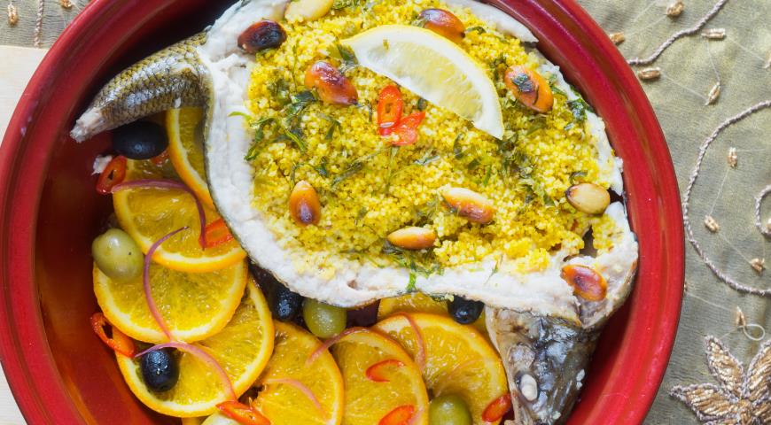 Whitefish in Moroccan in tagine
