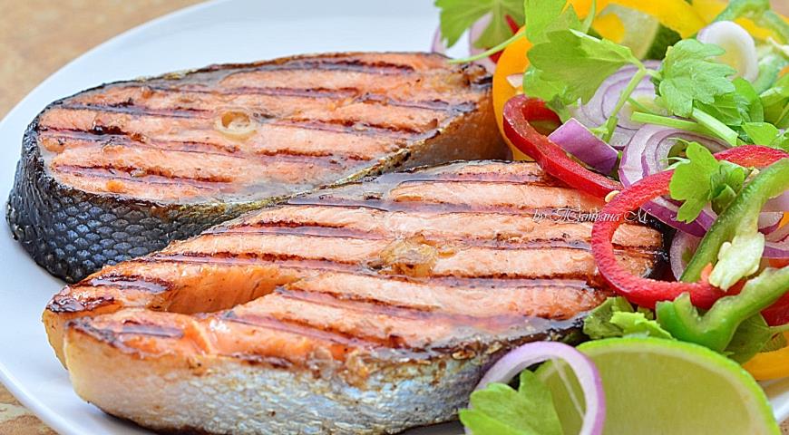 Grilled trout with spring salad