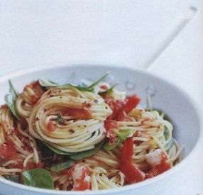 Tasty Spaghetti with shrimps