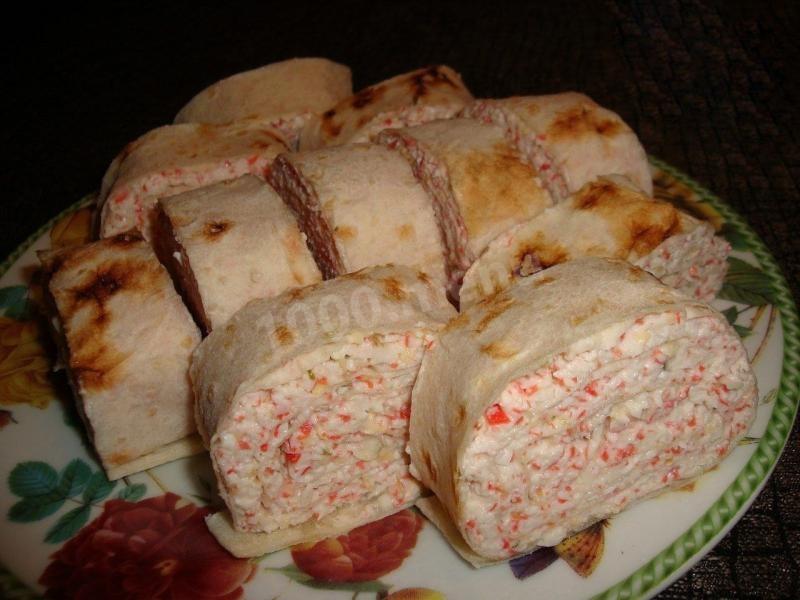 CRAB LAVASH ROLLS WITH HARD CHEESE