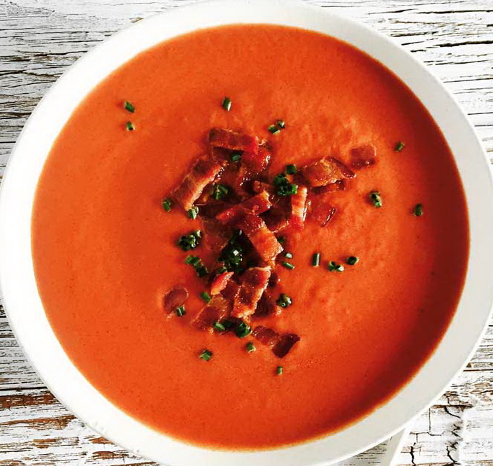 Tomato soup with bacon