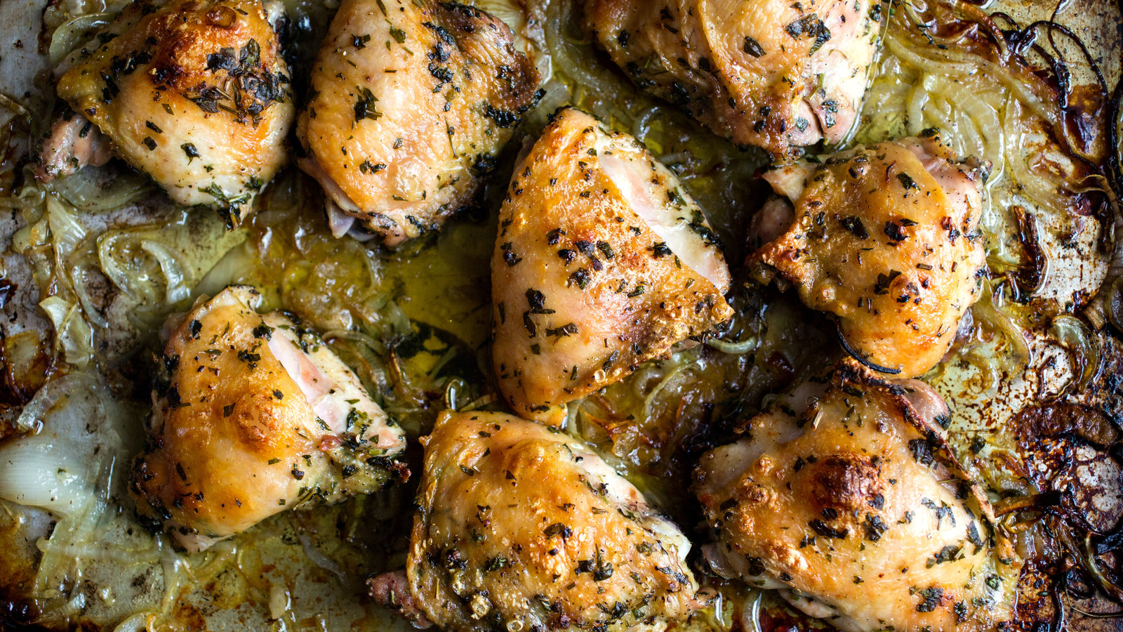 Sheet-Pan Tarragon Chicken With Sherry Vinegar Onions
