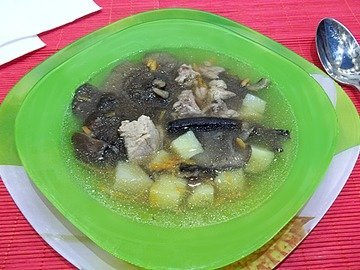 Wild mushroom and meat soup