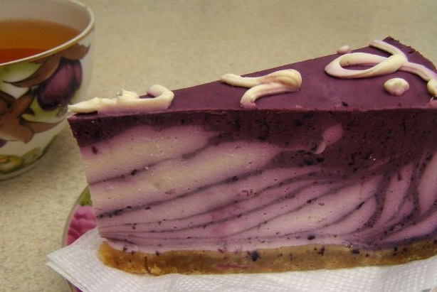 Striped blueberry cheesecake