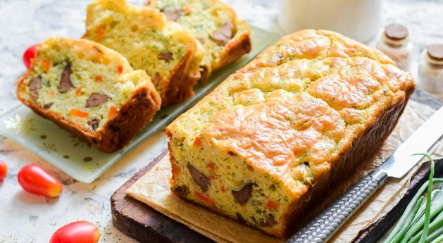Tasty Snack cake with chicken liver, carrots and cheese