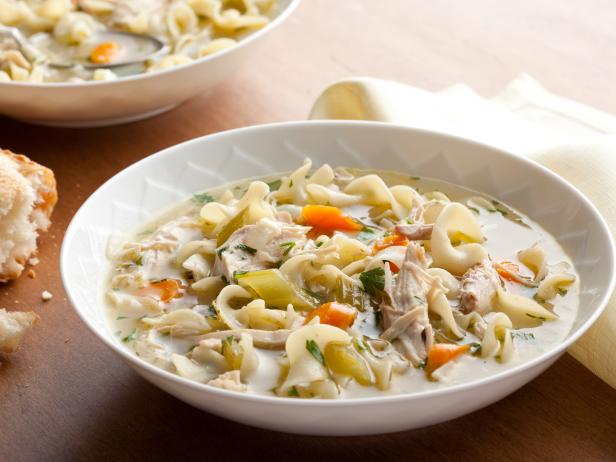 Chicken soup with egg noodles