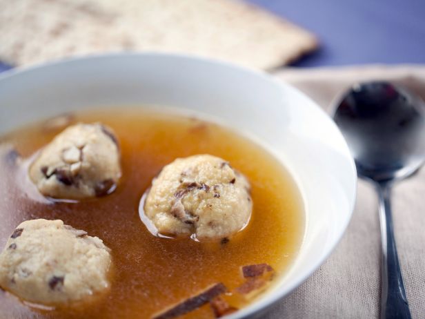 Soup with truffle kneydles stuffed with shiitake mushrooms