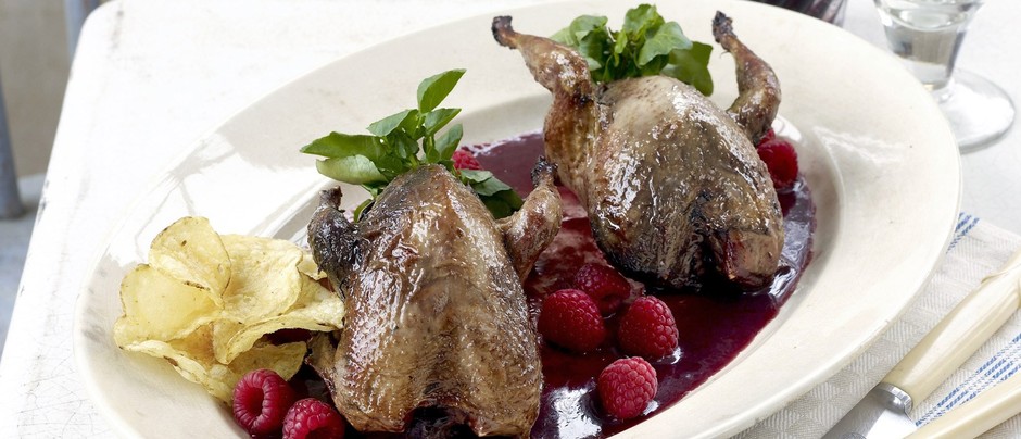 Grouse with wine sauce