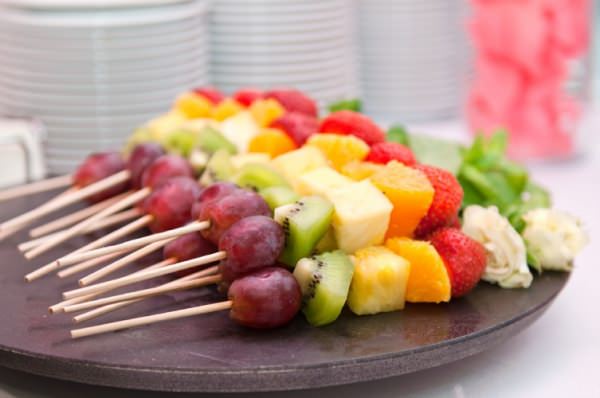 Sweet snack on skewers for children