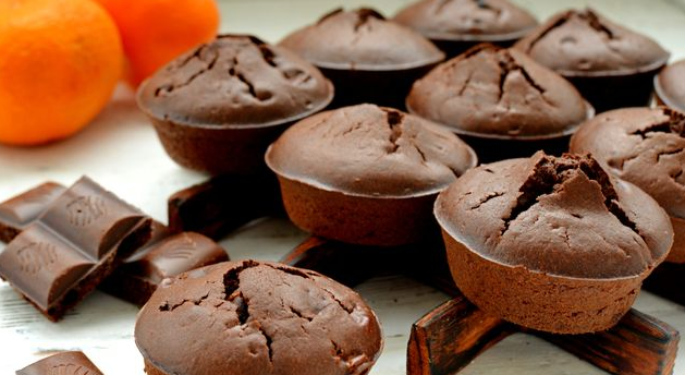 Chocolate orange muffins with nuts