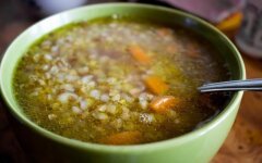 Buckwheat soup in water with butter