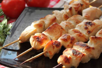 Skewers in a jar in the oven