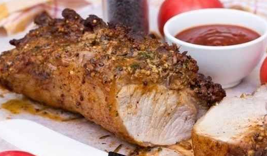 Baked pork with mustard crust