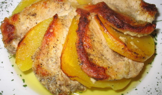 Fruit roast pork with mango