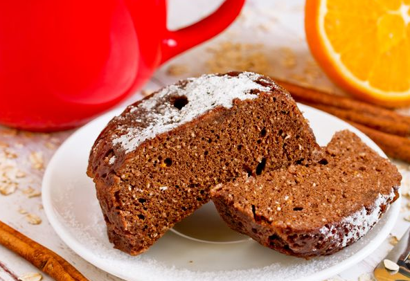 Chocolate Oatmeal Cake with Zest, Cinnamon and Honey (Microwave)