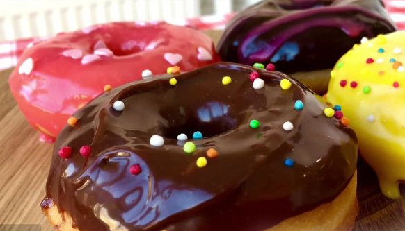 American donuts covered in chocolate