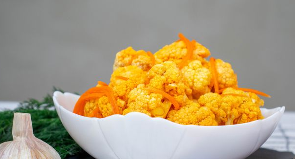 Korean-style marinated cauliflower with carrots