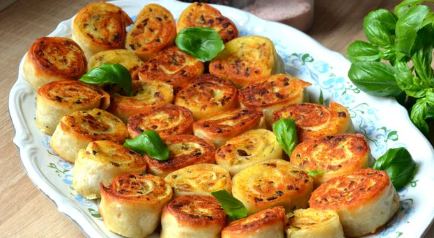 Lavash rolls with potatoes and mushrooms