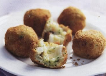 Arancini (rice zrazy) with eggplant and cheese