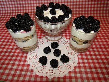 Curd dessert with blackberries
