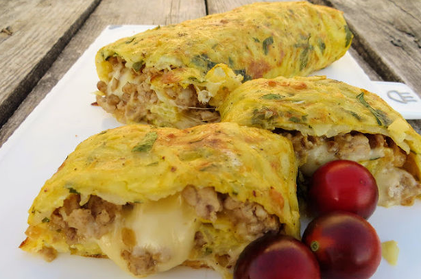 Tasty Potato roll with meat and cheese