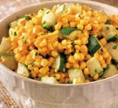 Hot corn and zucchini salad