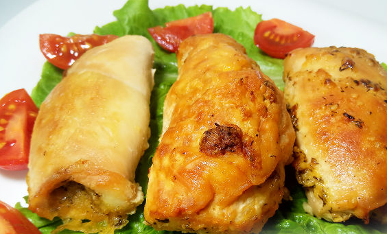 Tasty Chicken rolls with cheese and herbs