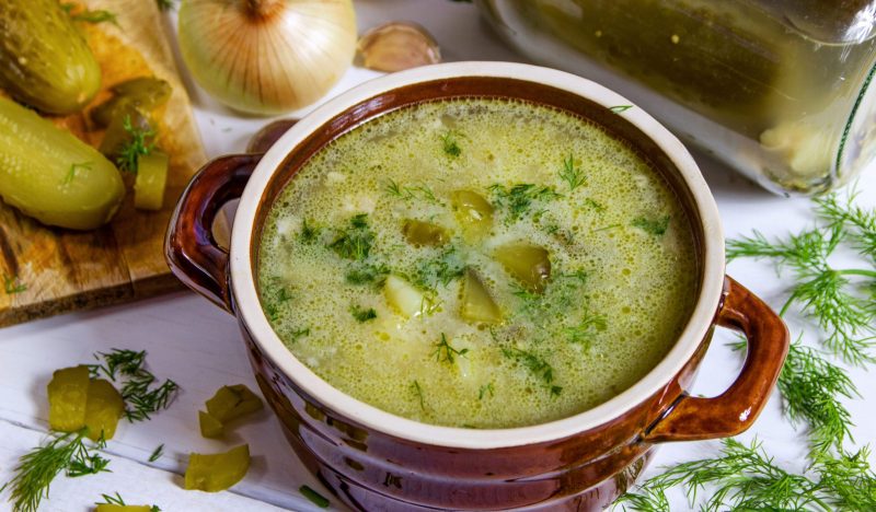 Chicken soup with pickles