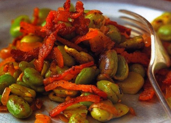 Saute with beans and bacon