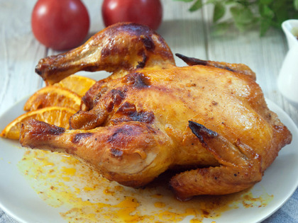 Chicken baked in orange sauce