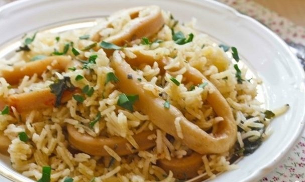 Pilaf with squid