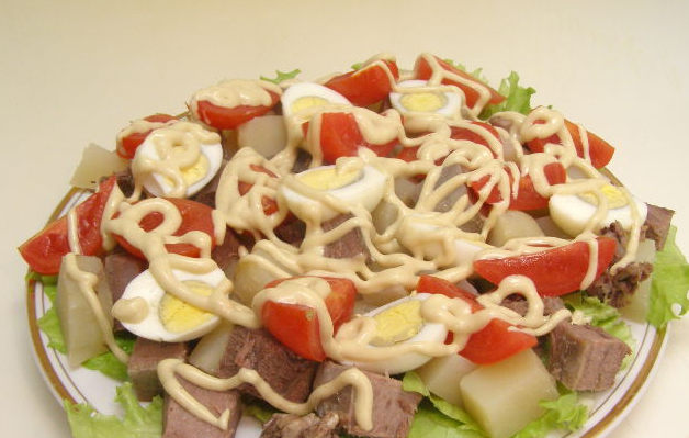 Salad with tongue 