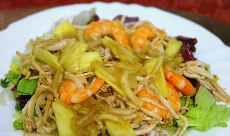 Thai salad with pineapple, shrimp and turkey