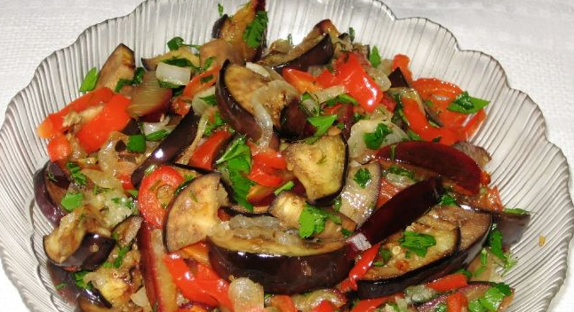 Plum and eggplant salad