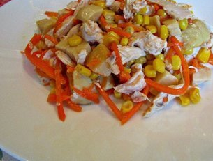 Diet salad with chicken and vegetables