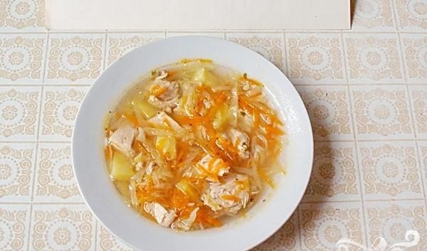 Diet cabbage soup with celery and fresh cabbage