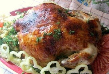 Stuffed chicken in honey and soy marinade