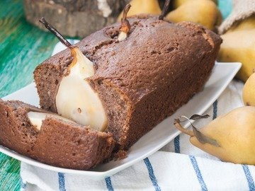Chocolate cupcake with pears