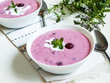 Tasty Cold sweet cherry soup