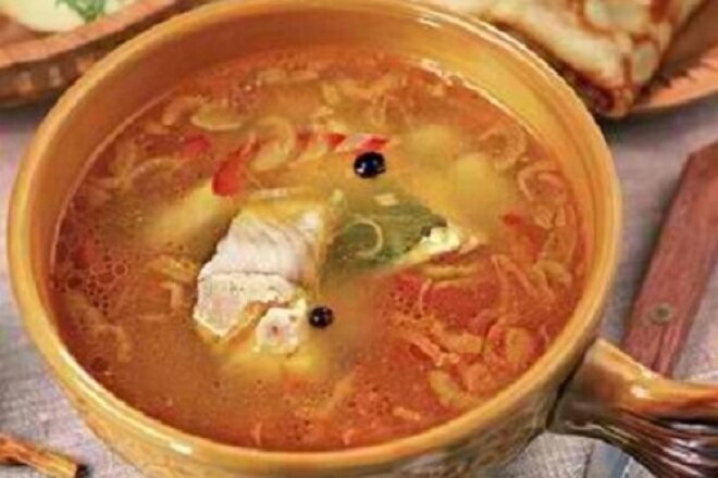 Rostov fish soup from pike perch and fish fines
